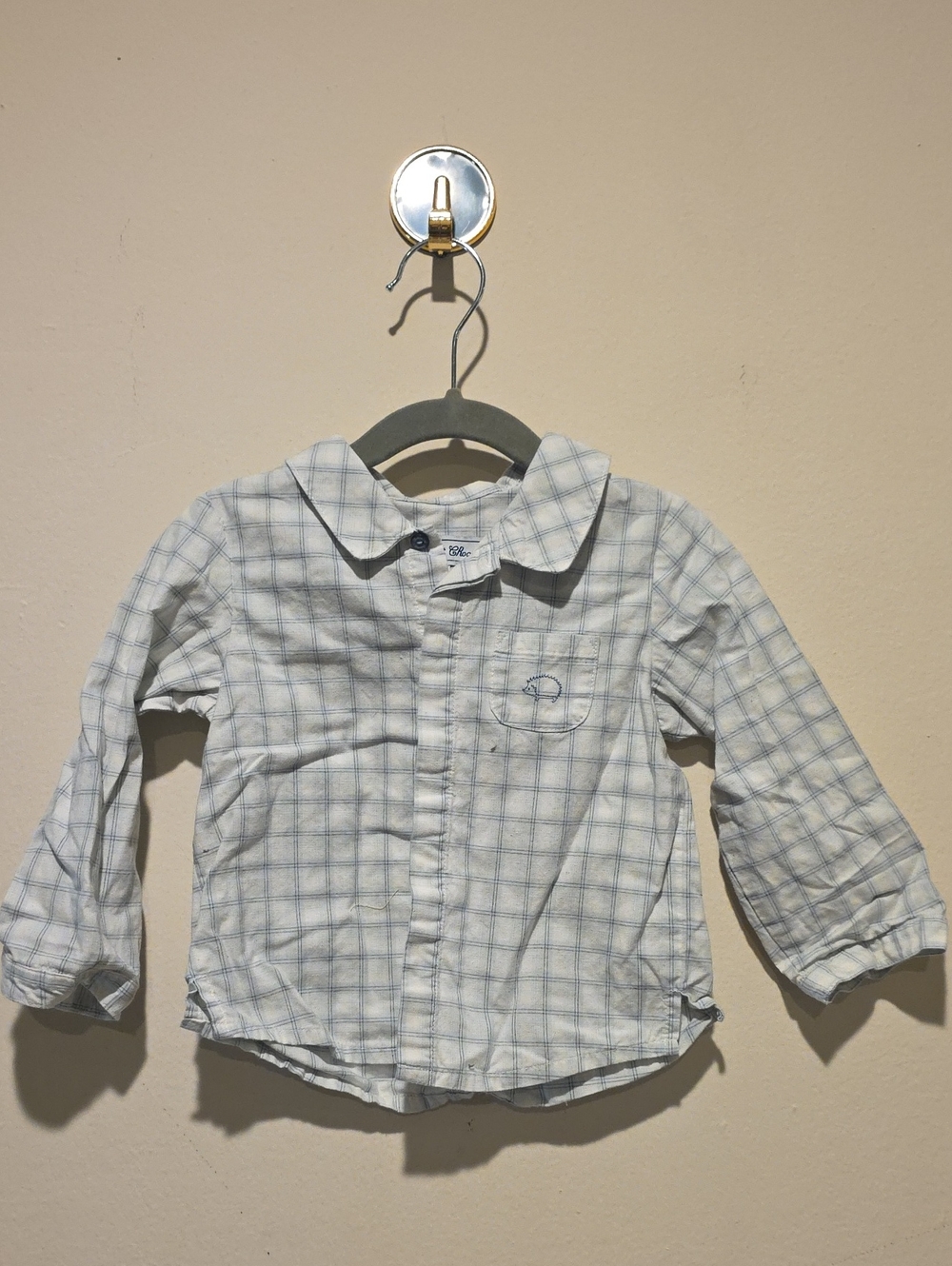 Tartine De Chocolat Children's Light Blue Plaid Button-Up Shirt Size 24 Months